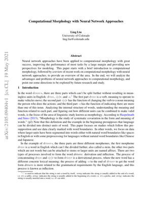 PDF Document Cover - Computational Morphology with Neural Network Approaches: A Comprehensive Analysis